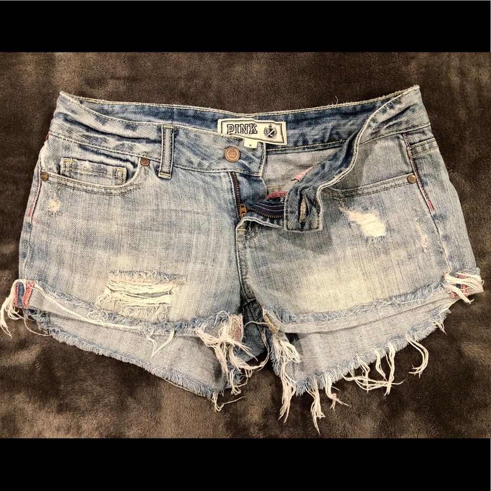 PINK Destroyed Short Shorts